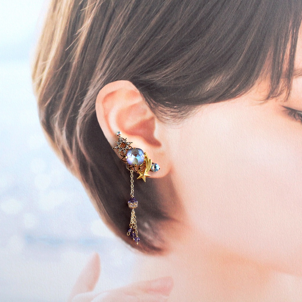 流星の涙イヤーカフ(全4色)☆高品質クリスタル使用