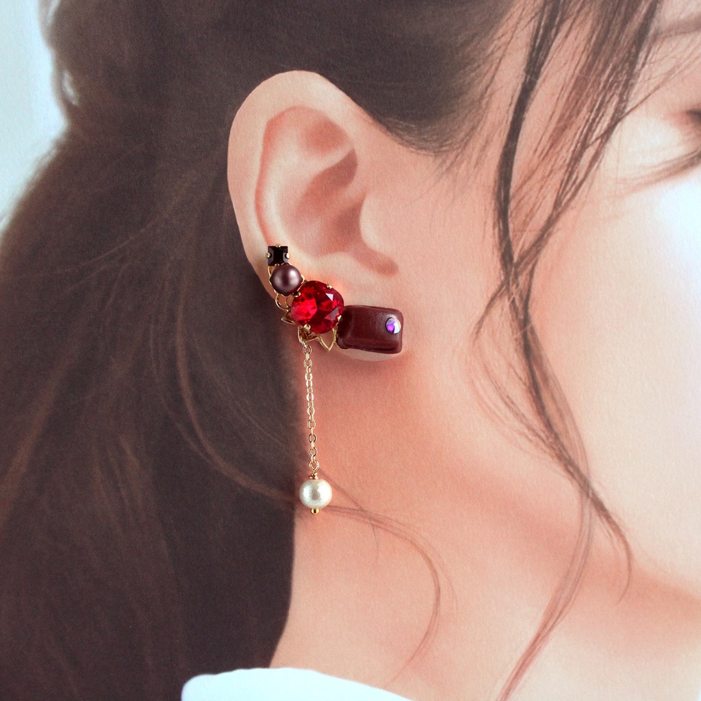 ショコラなイヤーカフ☆高品質クリスタル使用