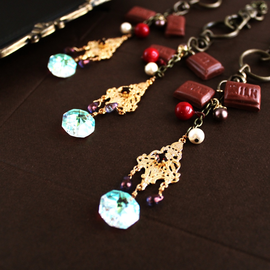 ショコラな2Wayバッグチャーム ☆車用サンキャッチャーにも♪高品質クリスタル使用