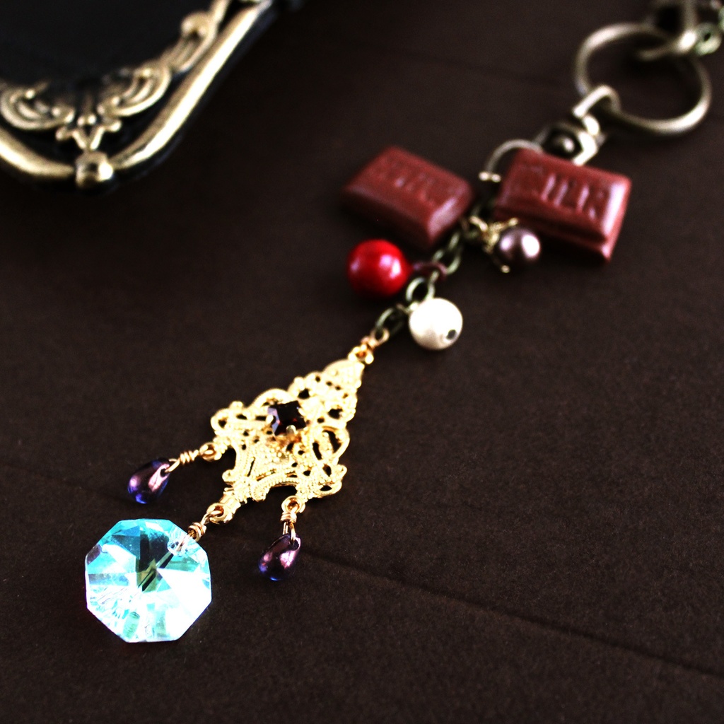 ショコラな2Wayバッグチャーム ☆車用サンキャッチャーにも♪高品質クリスタル使用