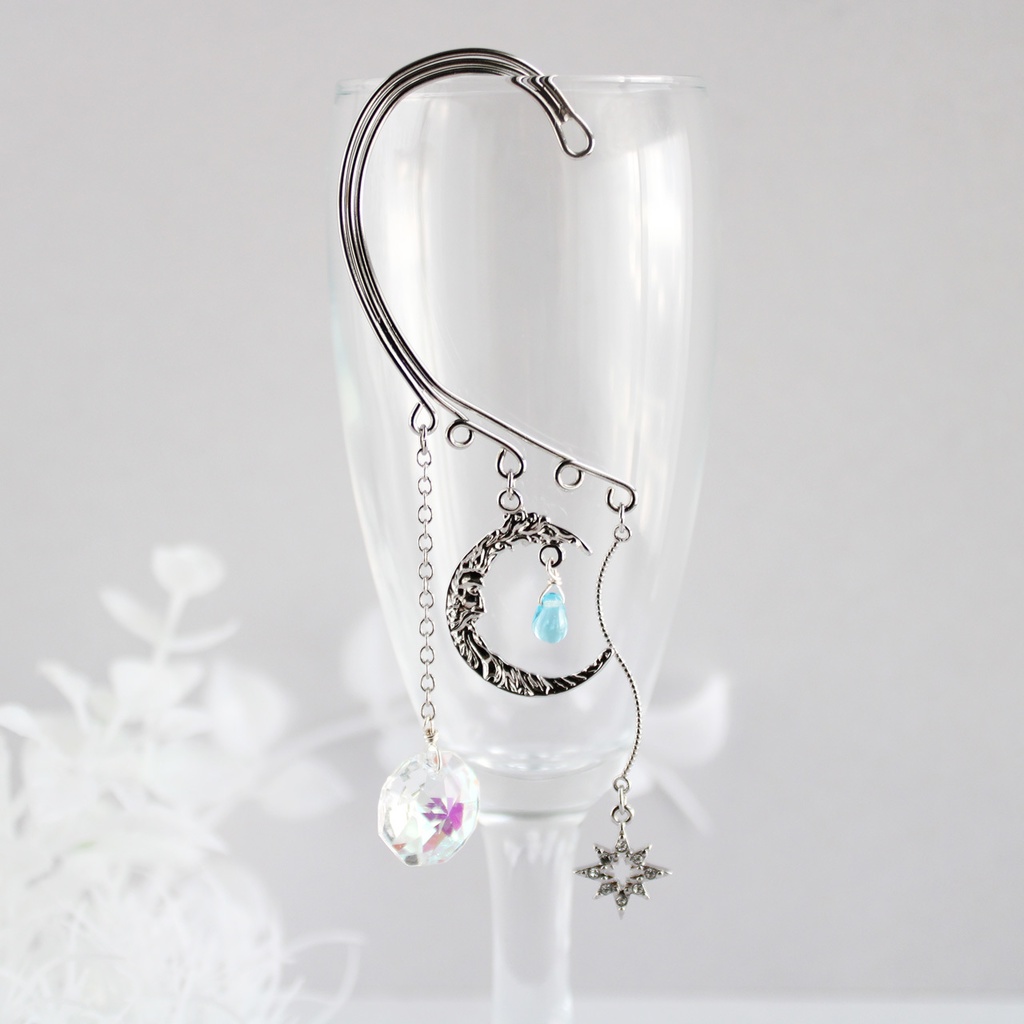 シンプルで痛くない♪星月夜のイヤーフック ☆ゴールド or シルバー(高級クリスタル使用)