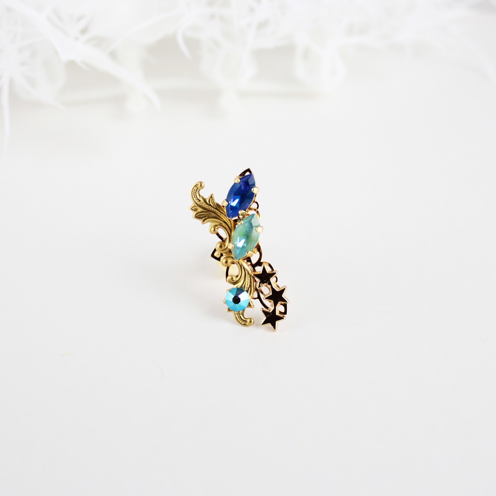 痛くないイヤカフ~双晶のイヤーカフ(全6色)☆高級クリスタル使用