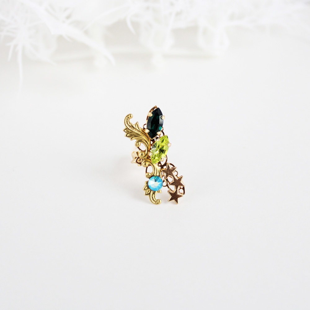 痛くないイヤカフ~双晶のイヤーカフ(全6色)☆高級クリスタル使用