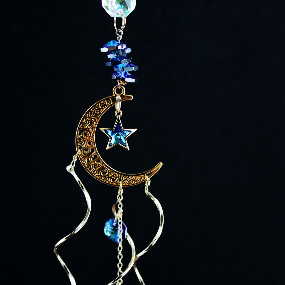 宵月夜~ 星と三日月のサンキャッチャー(高級クリスタル使用)受注制作