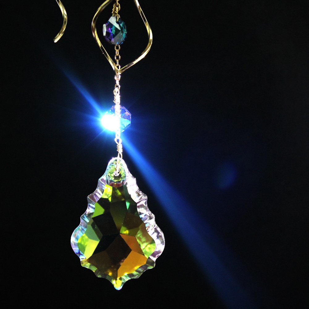 宵月夜~ 星と三日月のサンキャッチャー(高級クリスタル使用)受注制作