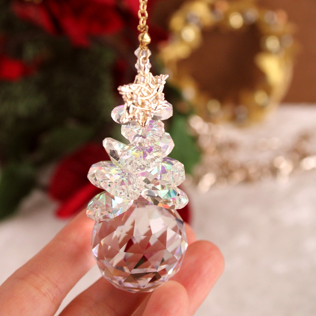 吊り下げ・置き型2way☆モミの木のサンキャッチャーVer.7【高級クリスタル使用】受注制作