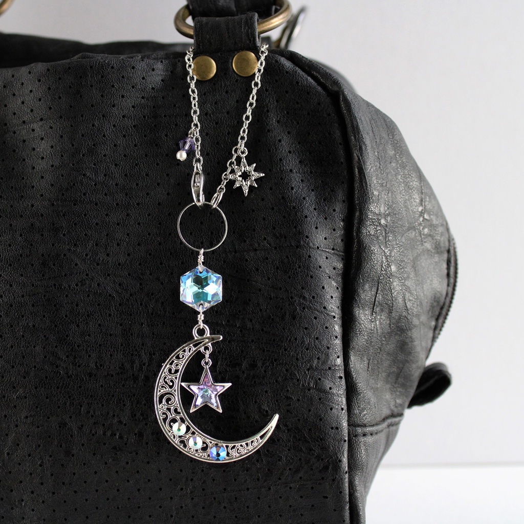 希少クリスタル★星繊月のバッグチャーム (金or銀)