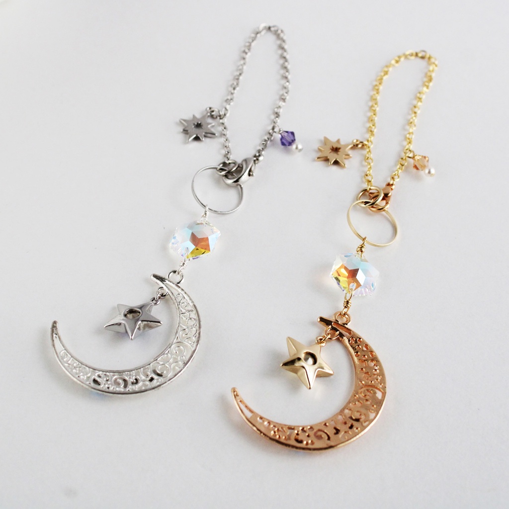 希少クリスタル★星繊月のバッグチャーム (金or銀)