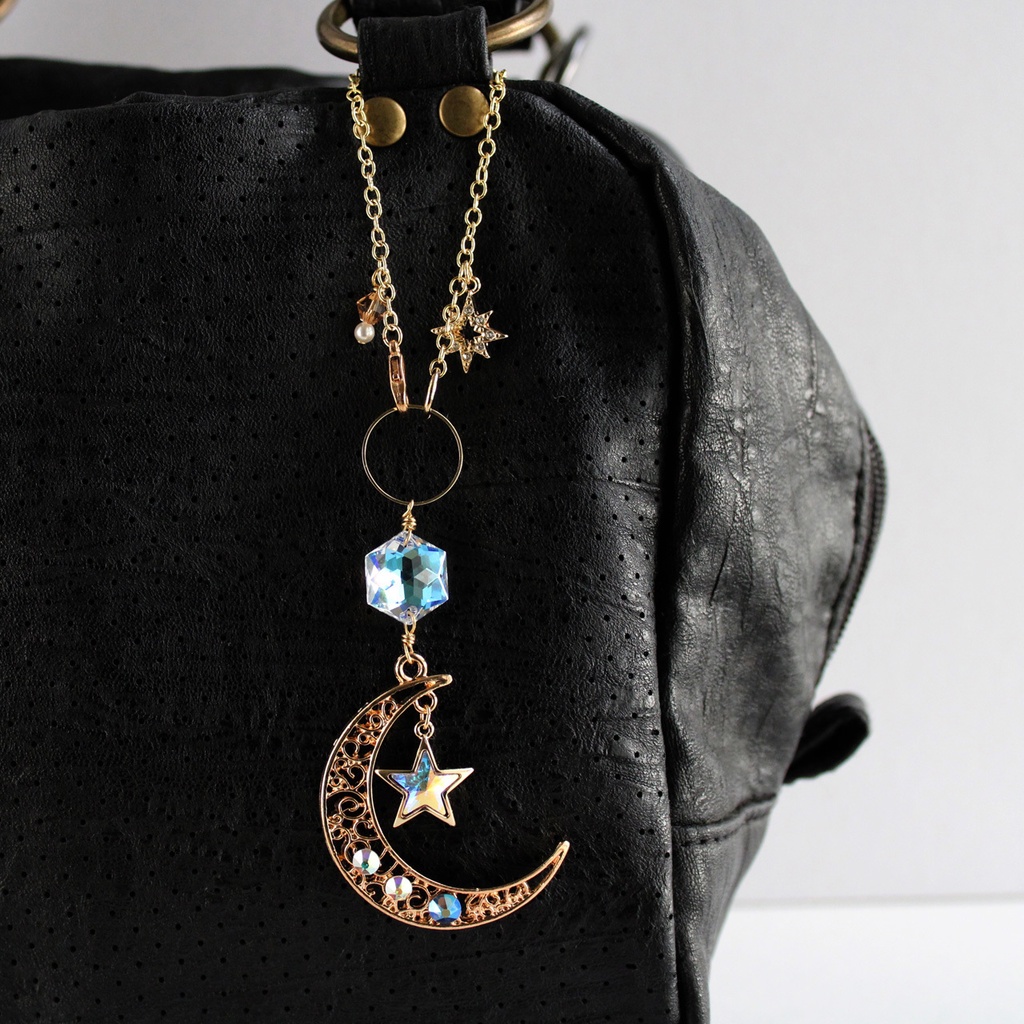 希少クリスタル★星繊月のバッグチャーム (金or銀)