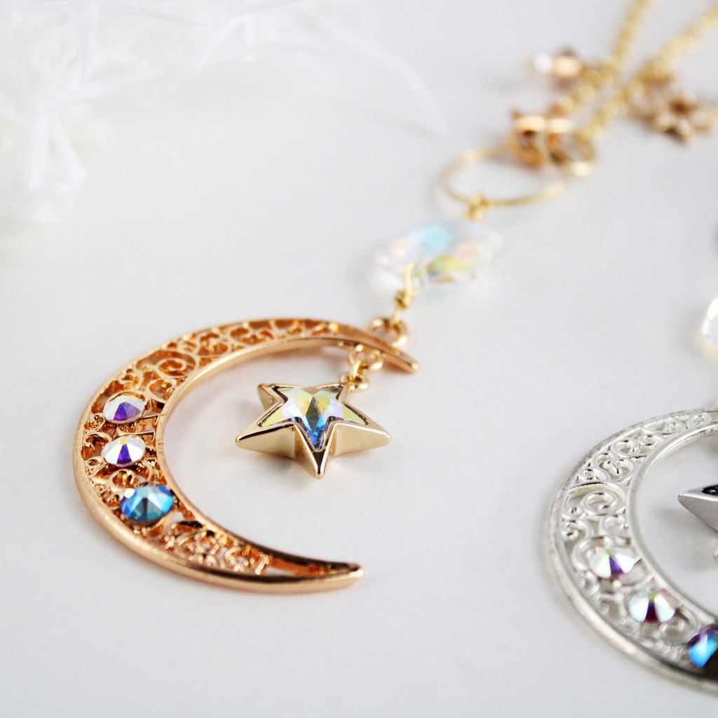 希少クリスタル★星繊月のバッグチャーム (金or銀)