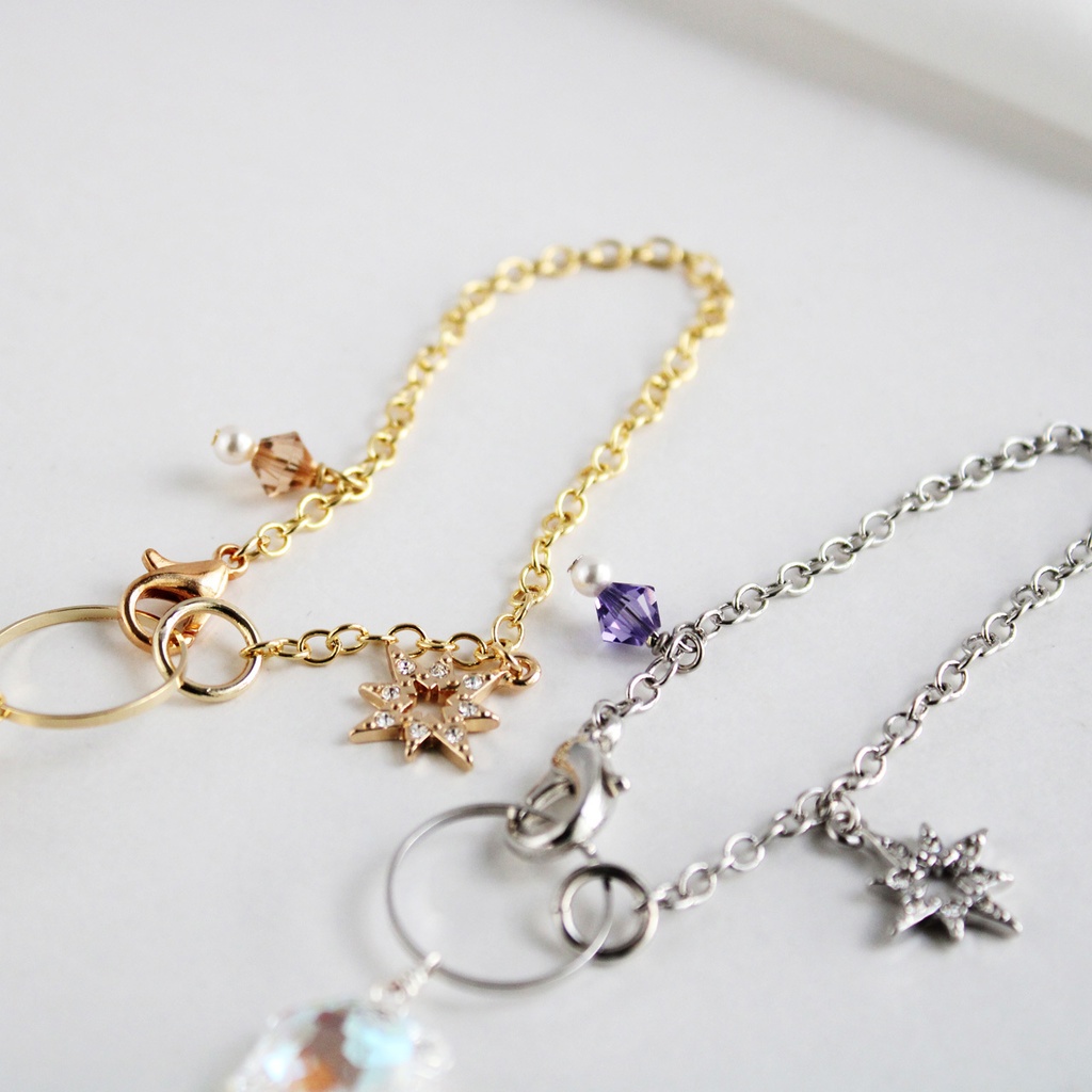 希少クリスタル★星繊月のバッグチャーム (金or銀)