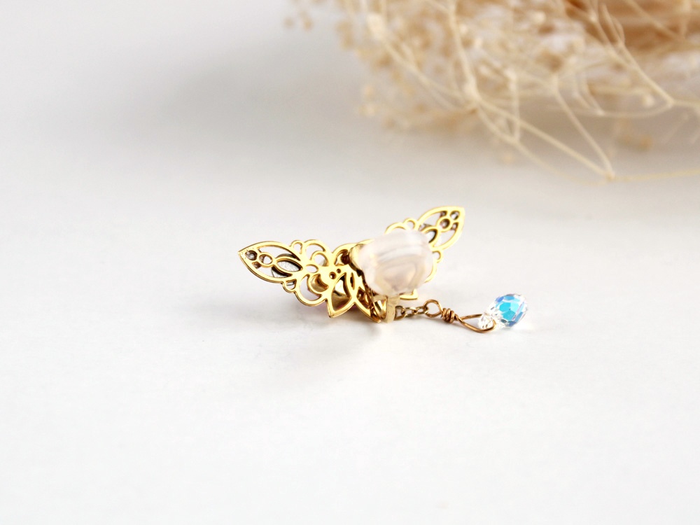 痛くない♪リーフのイヤーカフ(全7色)高品質クリスタル使用