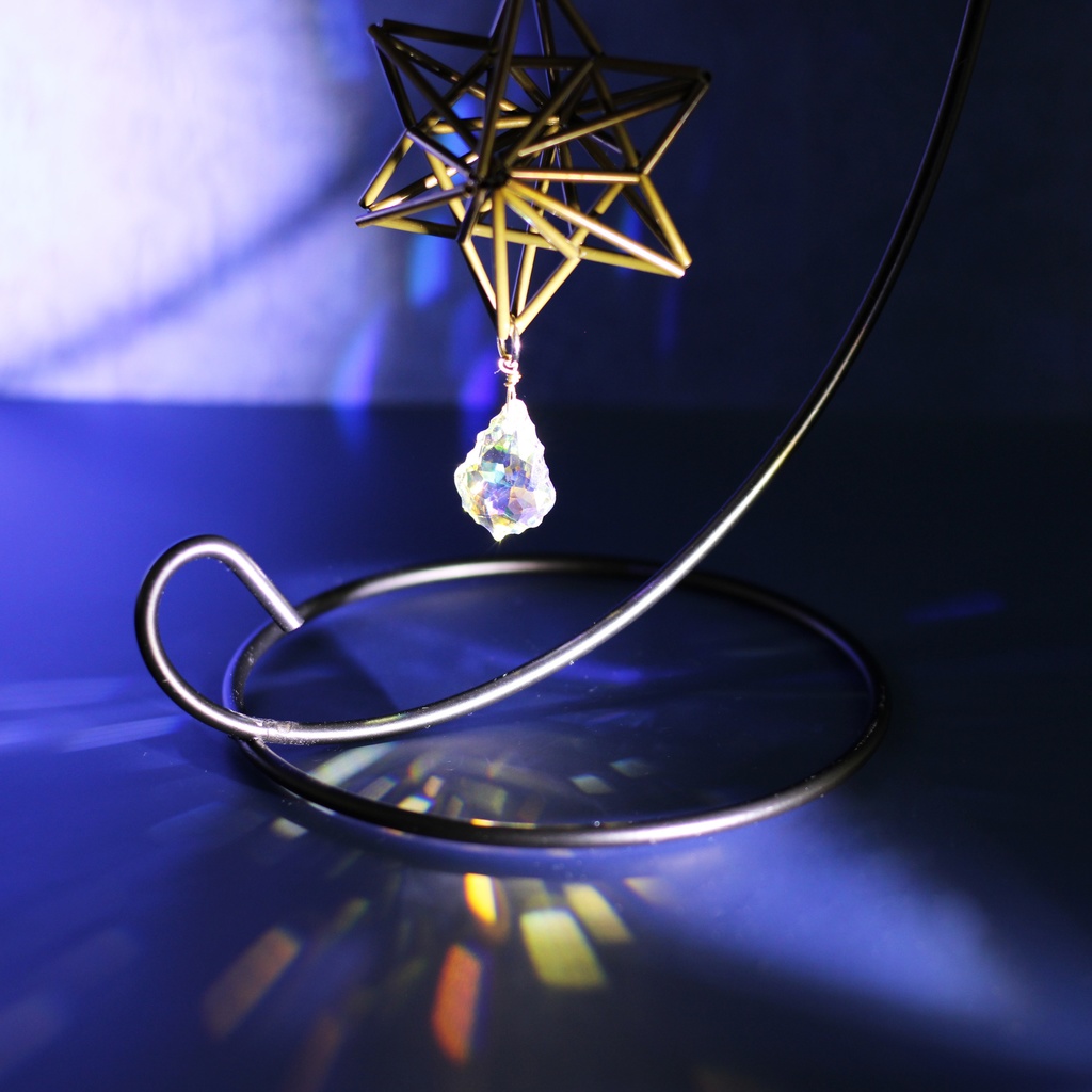 希少★Stella~ 真鍮製六芒星ヒンメリのサンキャッチャー(高級クリスタル使用)