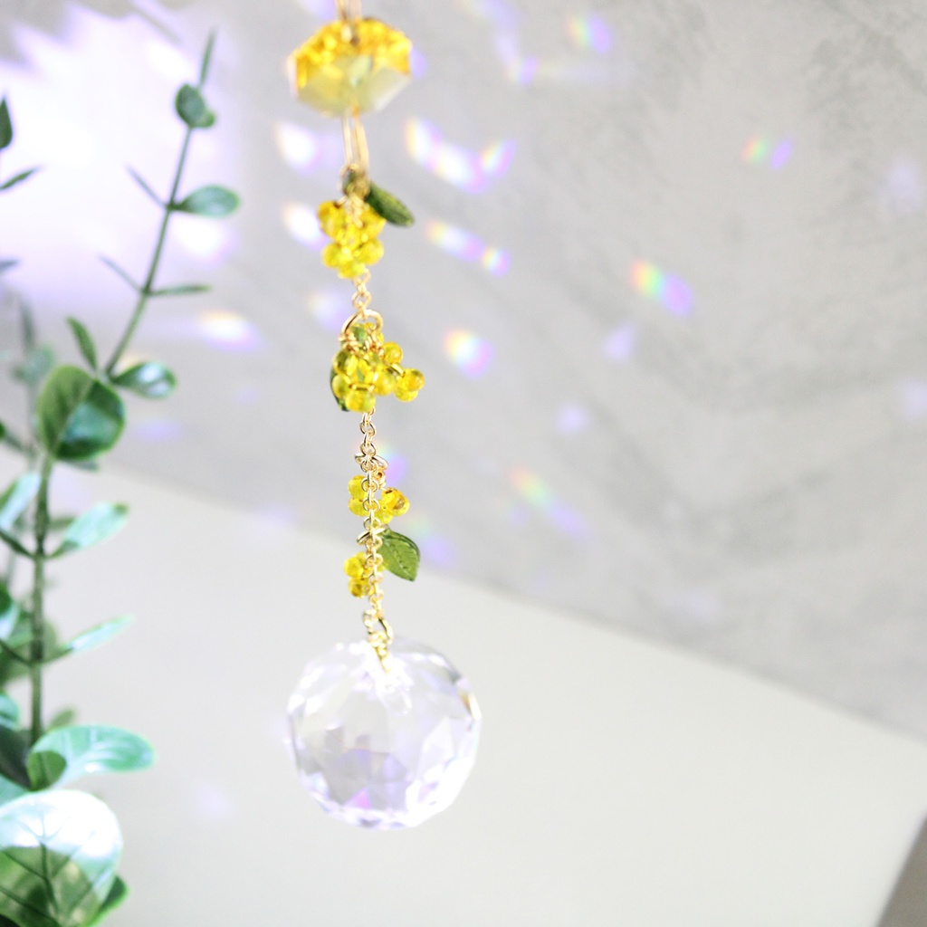 希少高級クリスタル使用 ☆ ミモザのサンキャッチャー