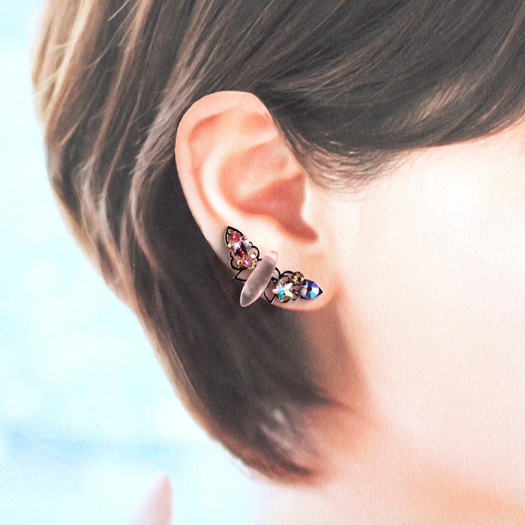 星夜のイヤーカフ (シルバーカラー全7色)ニッケルフリー☆高品質クリスタル使用