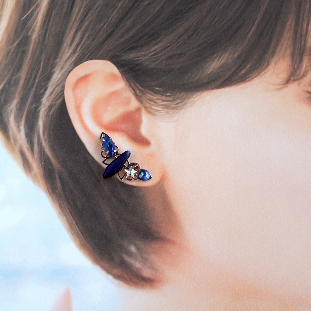 星夜のイヤーカフ (シルバーカラー全7色)ニッケルフリー☆高品質クリスタル使用