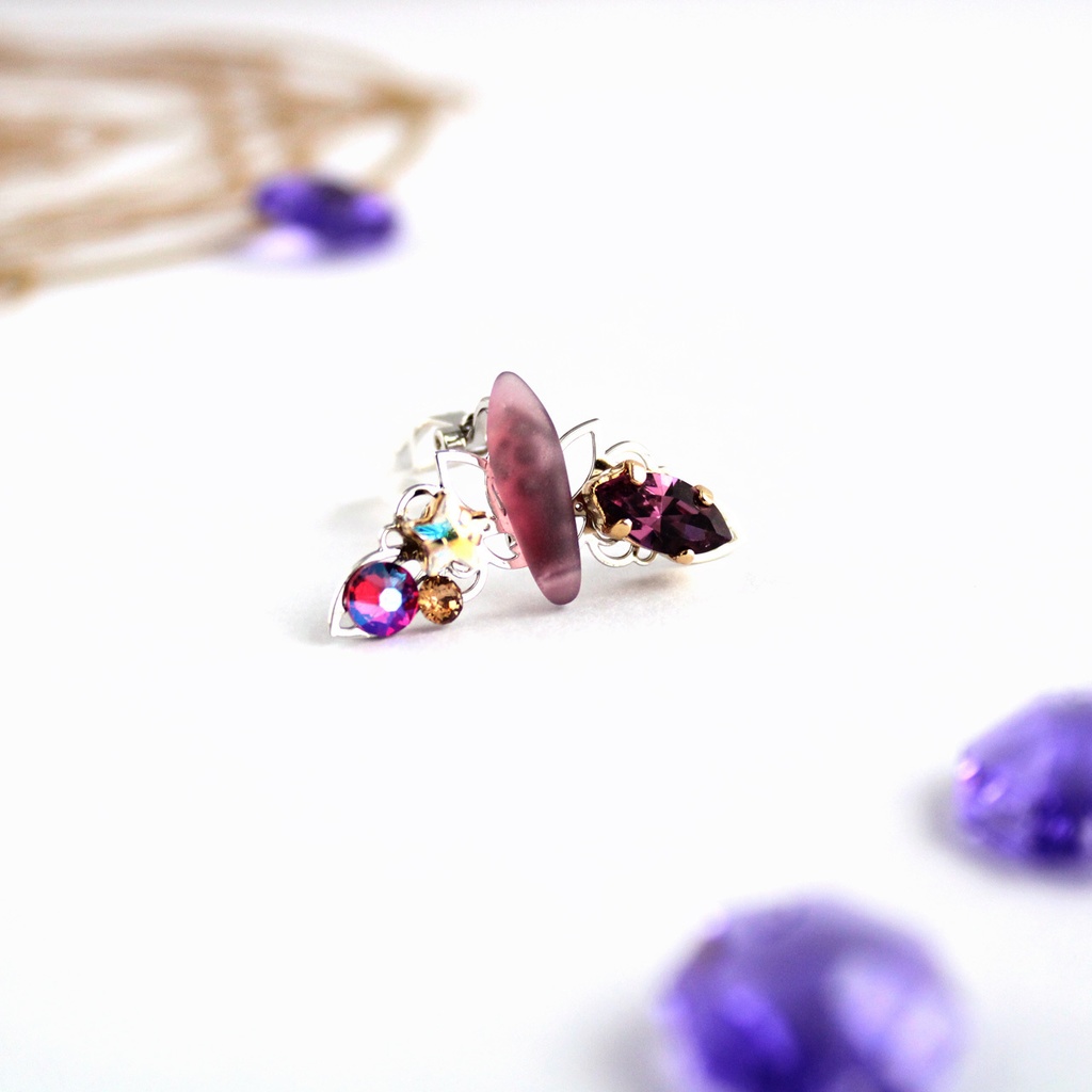 星夜のイヤーカフ (シルバーカラー全7色)ニッケルフリー☆高品質クリスタル使用