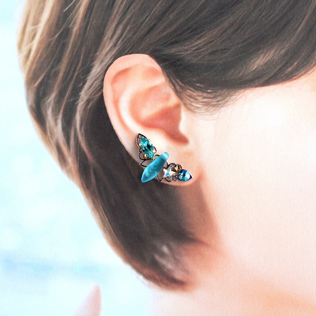 星夜のイヤーカフ (シルバーカラー全7色)ニッケルフリー☆高品質クリスタル使用