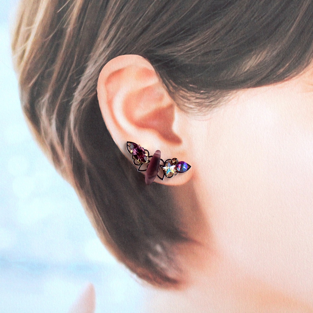 星夜のイヤーカフ (シルバーカラー全7色)ニッケルフリー☆高品質クリスタル使用