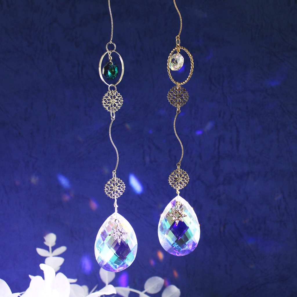 流線の星サンキャッチャー(金 or 銀)☆ 高品質クリスタル使用