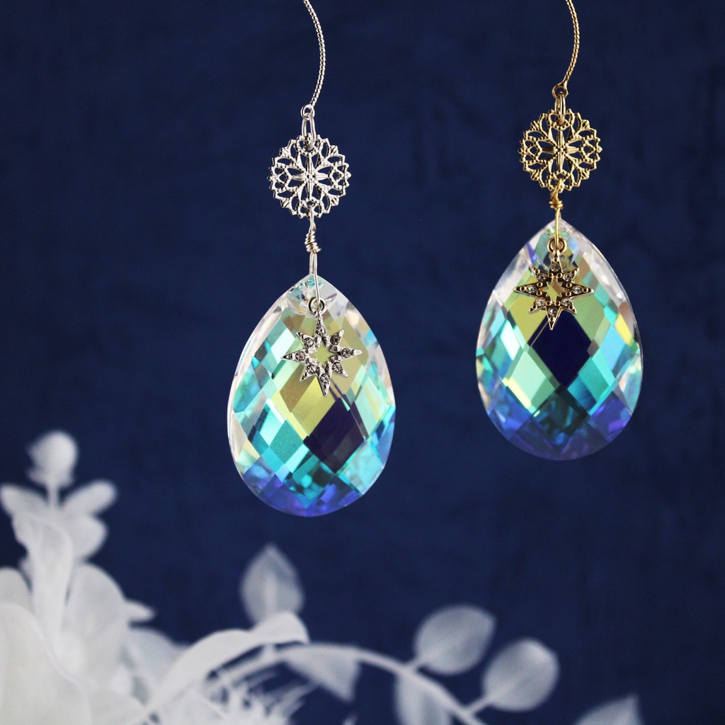 流線の星サンキャッチャー(金 or 銀)☆ 高品質クリスタル使用