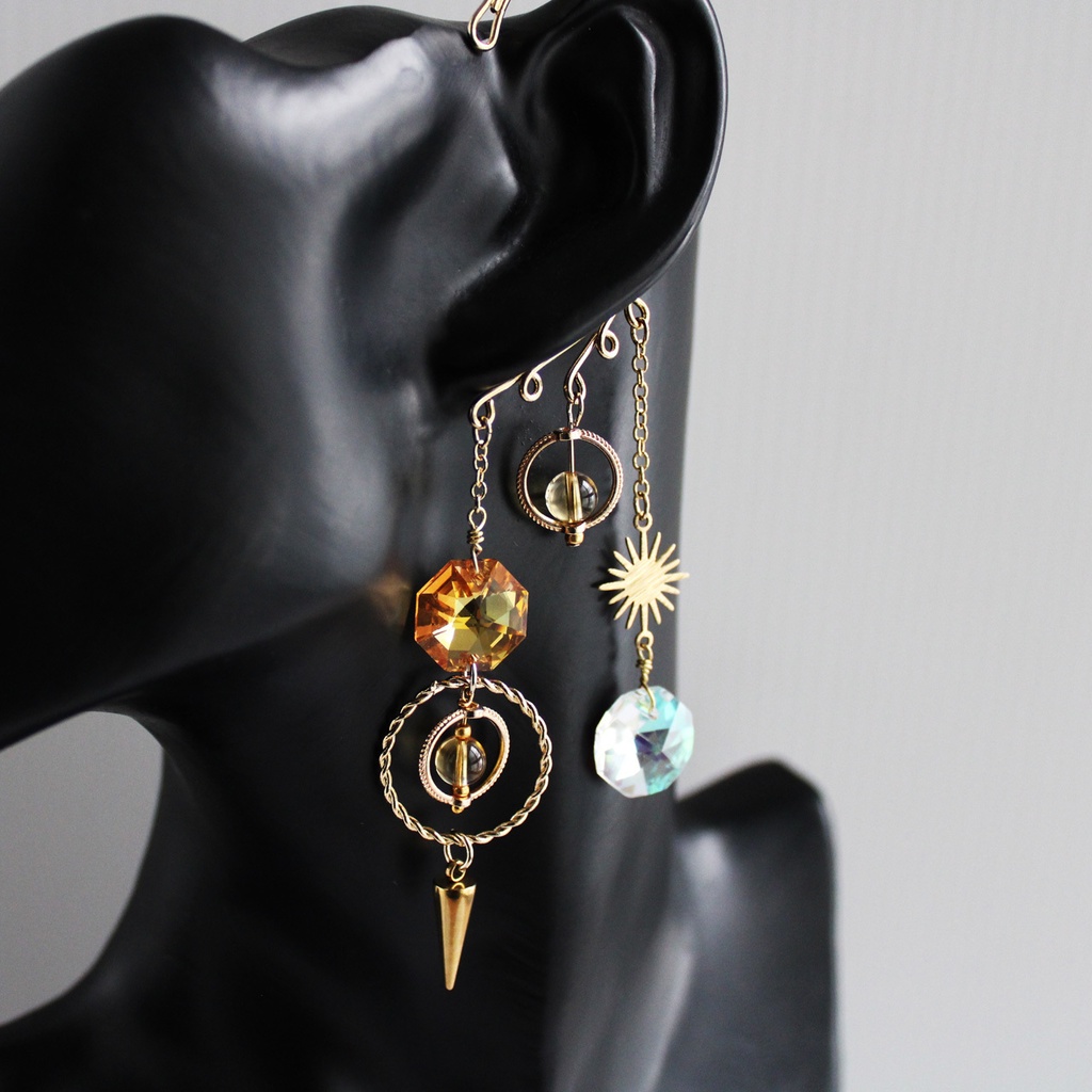 痛くない、落ちない♪ 星渡りのイヤーフック 全2色(高品質クリスタル使用)