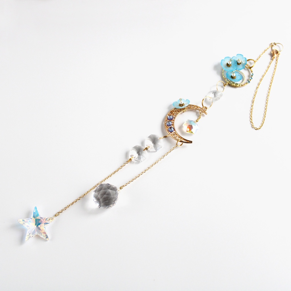 1点もの★月夜のネモフィラ サンキャッチャー全2種(希少高級クリスタル使用)