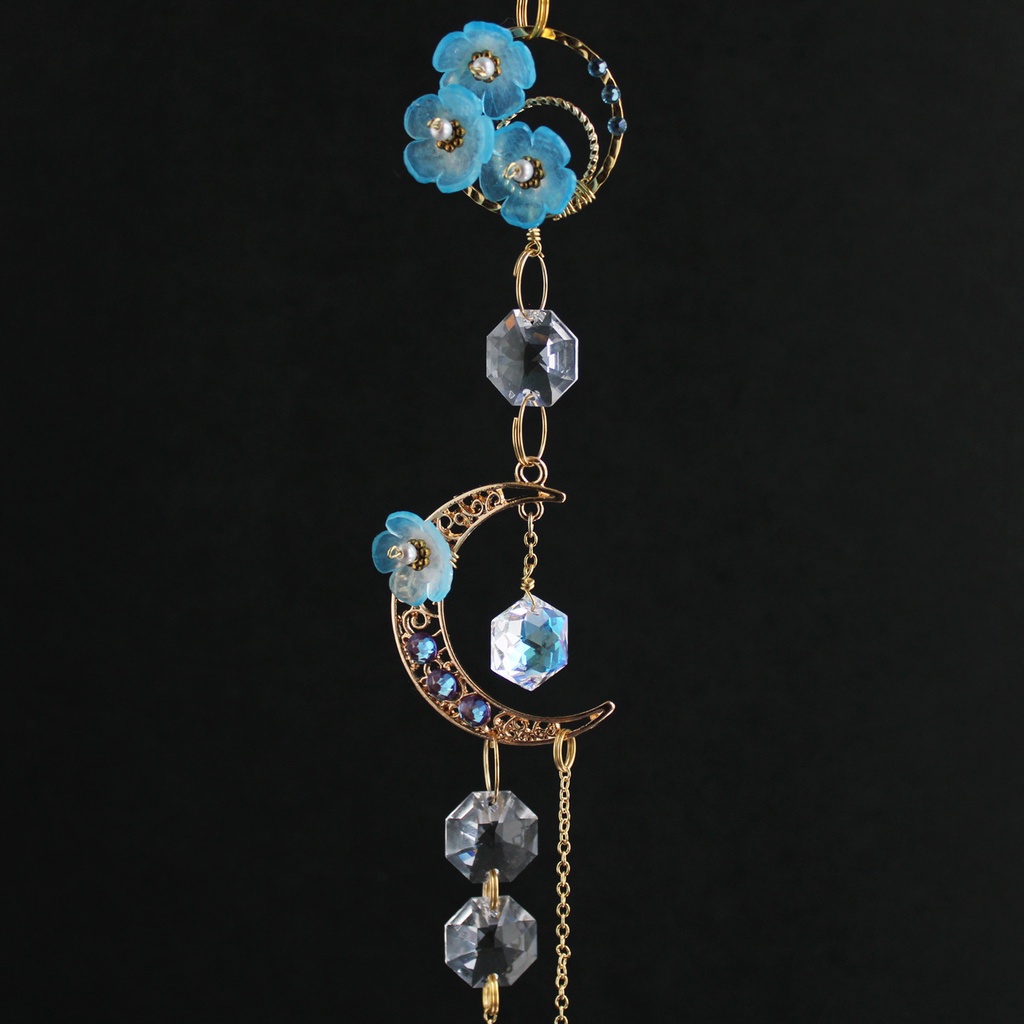 1点もの★月夜のネモフィラ サンキャッチャー全2種(希少高級クリスタル使用)