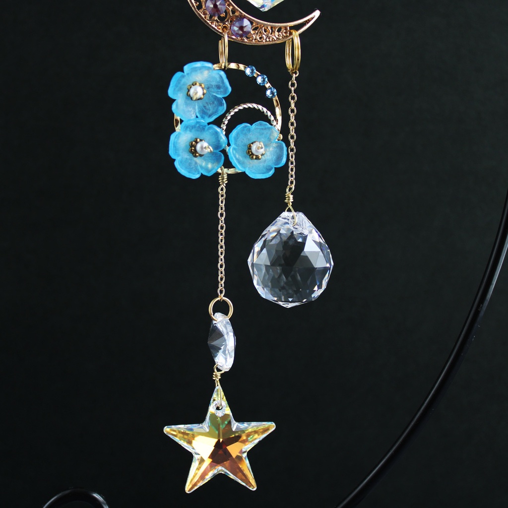 1点もの★月夜のネモフィラ サンキャッチャー全2種(希少高級クリスタル使用)