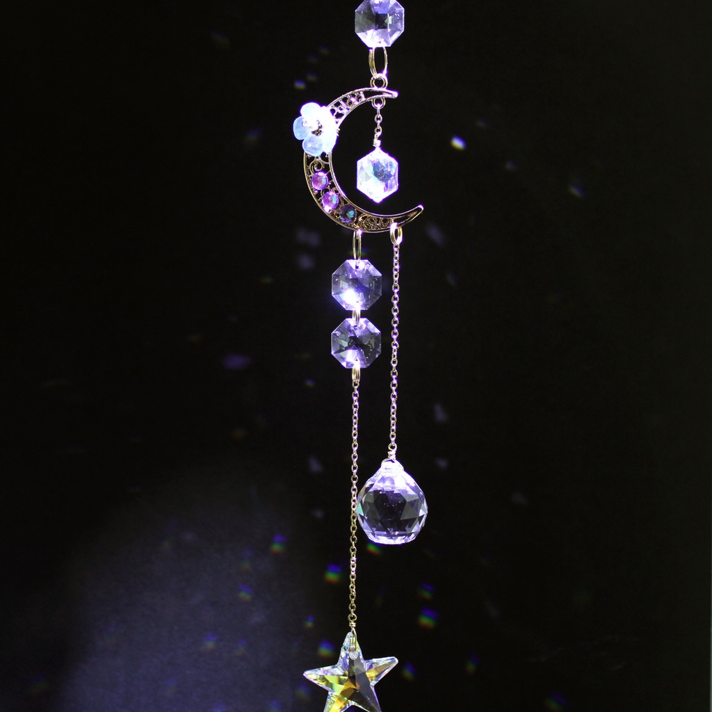 1点もの★月夜のネモフィラ サンキャッチャー全2種(希少高級クリスタル使用)