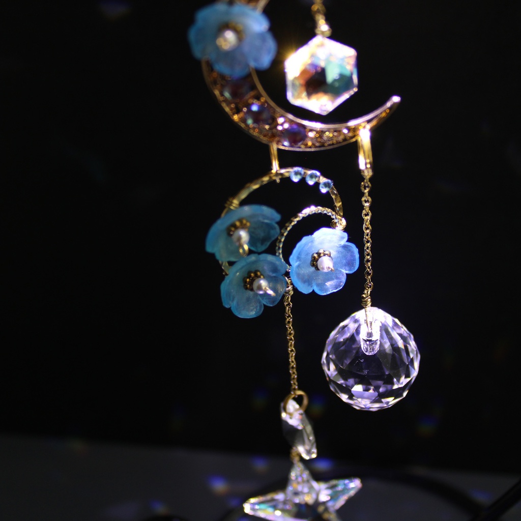 1点もの★月夜のネモフィラ サンキャッチャー全2種(希少高級クリスタル使用)