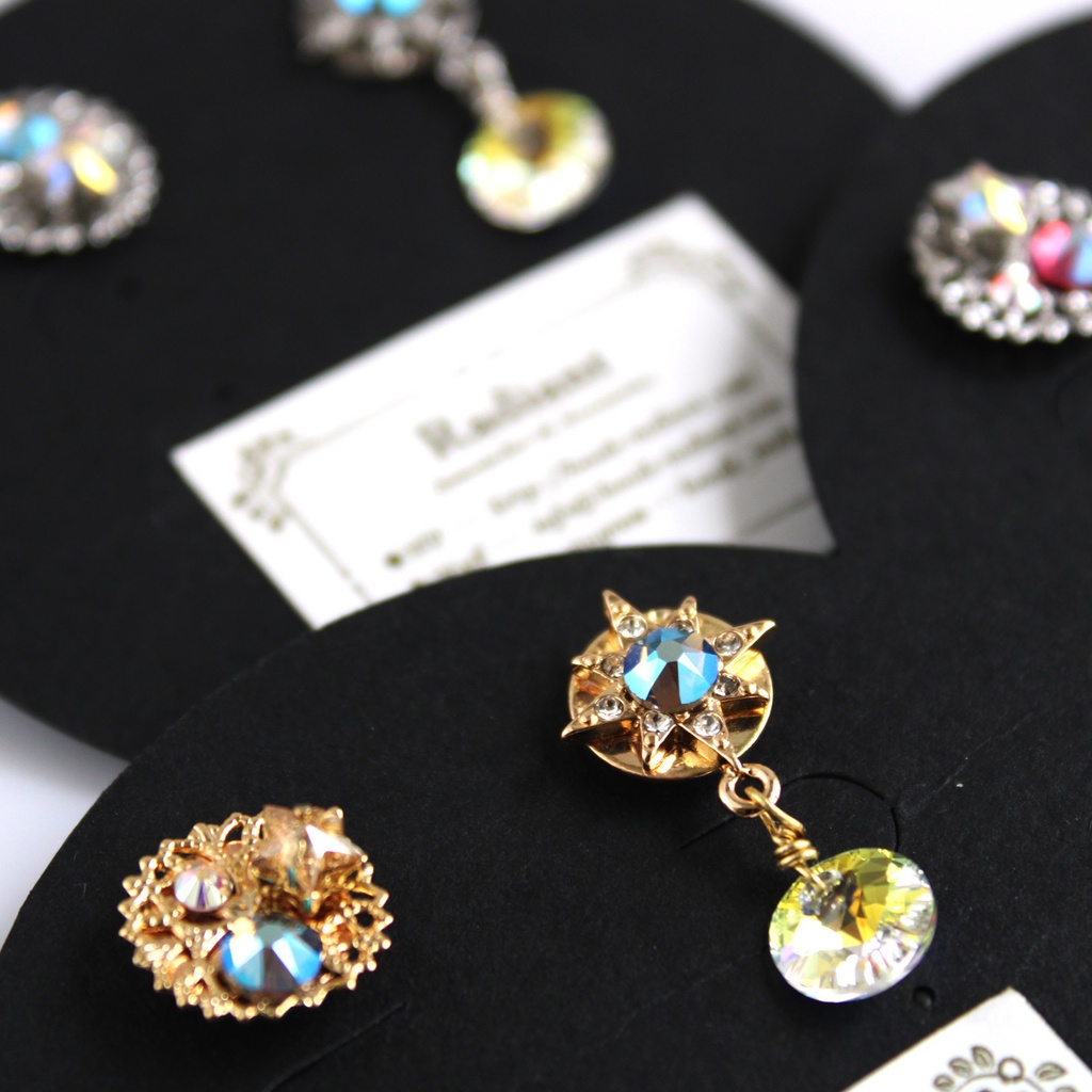 襟や帽子、鞄、ネクタイに♪軽量★3way 遊星のピンブローチ(金or銀)【高級クリスタル使用】