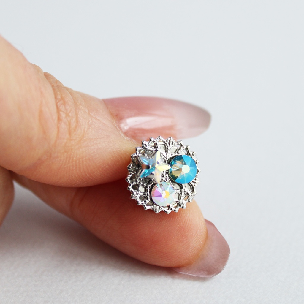 襟や帽子、鞄、ネクタイに♪軽量★3way 遊星のピンブローチ(金or銀)【高級クリスタル使用】