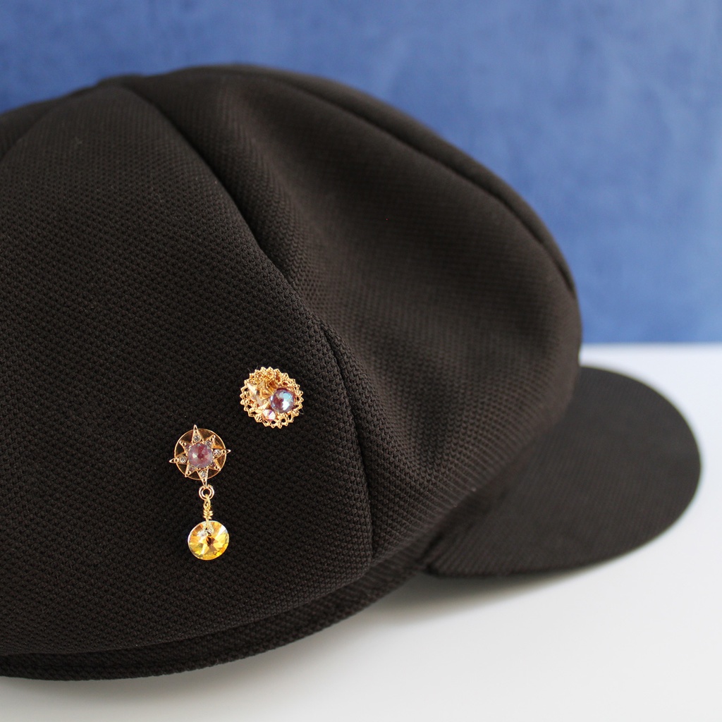 襟や帽子、鞄、ネクタイに♪軽量★3way 遊星のピンブローチ(金or銀)【高級クリスタル使用】