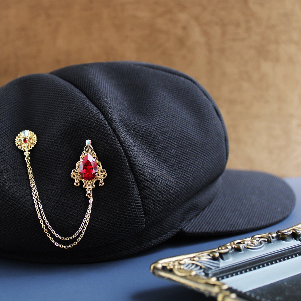 1点もの☆襟や鞄、ネクタイに♪軽量★雫のチェーンブローチ(全4色)【高級クリスタル使用】