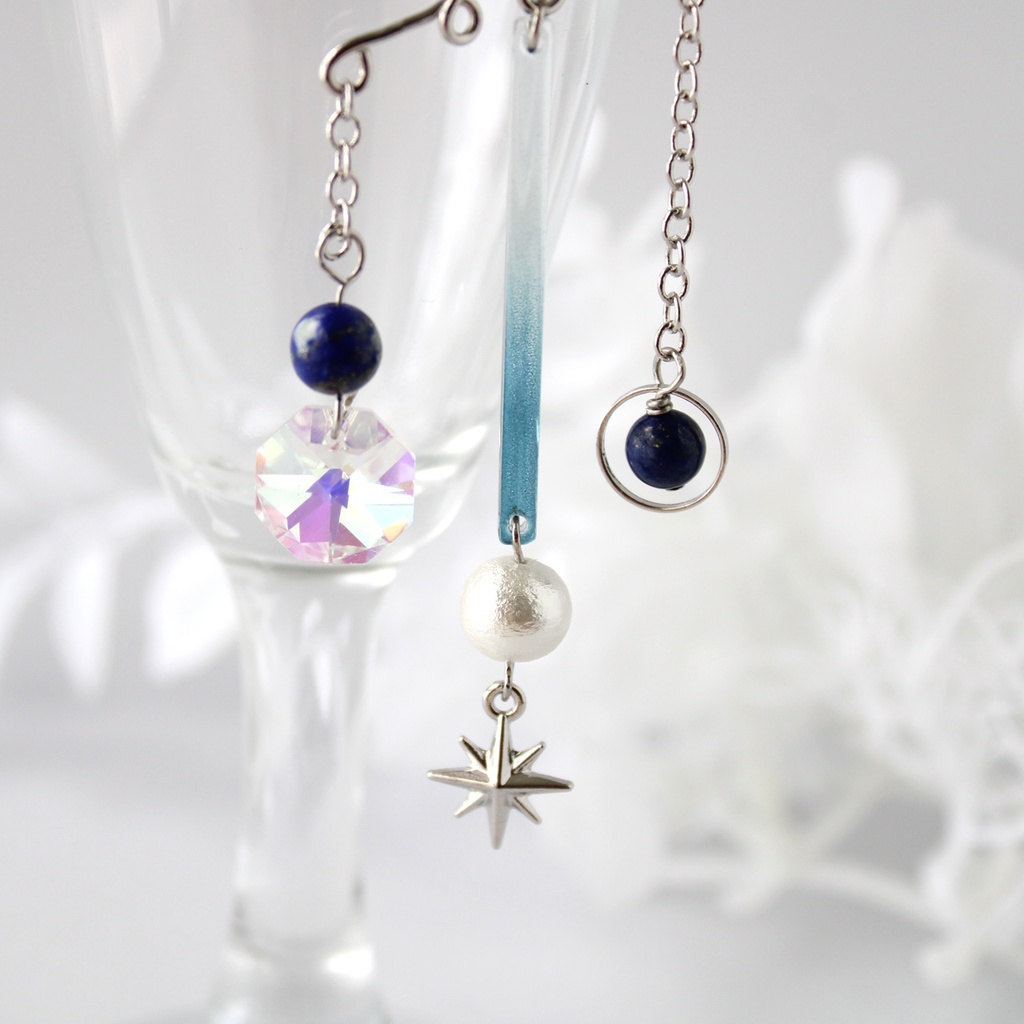 痛くない、落ちない♪ 天光のイヤーフック:金or銀 各2色(高品質クリスタル使用)