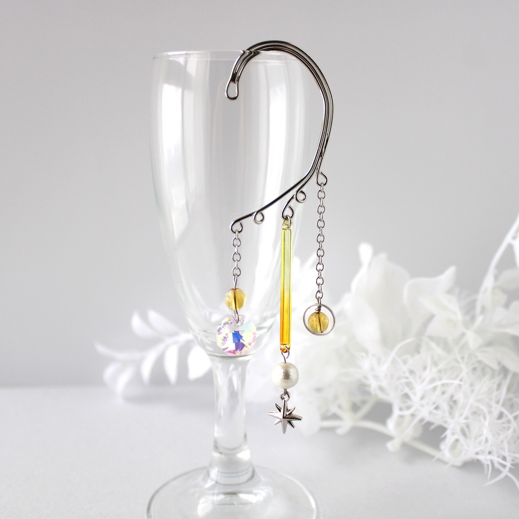 痛くない、落ちない♪ 天光のイヤーフック:金or銀 各2色(高品質クリスタル使用)