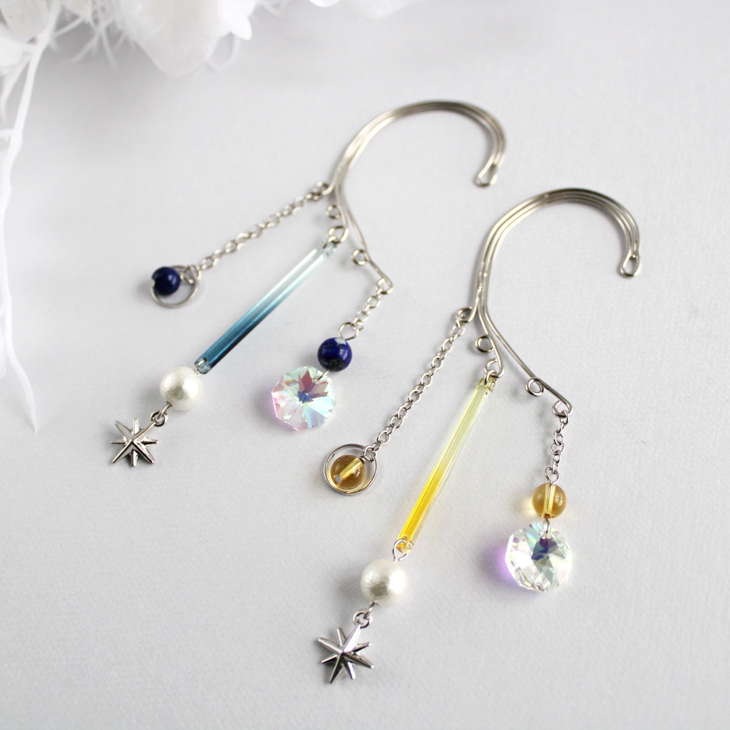 痛くない、落ちない♪ 天光のイヤーフック:金or銀 各2色(高品質クリスタル使用)