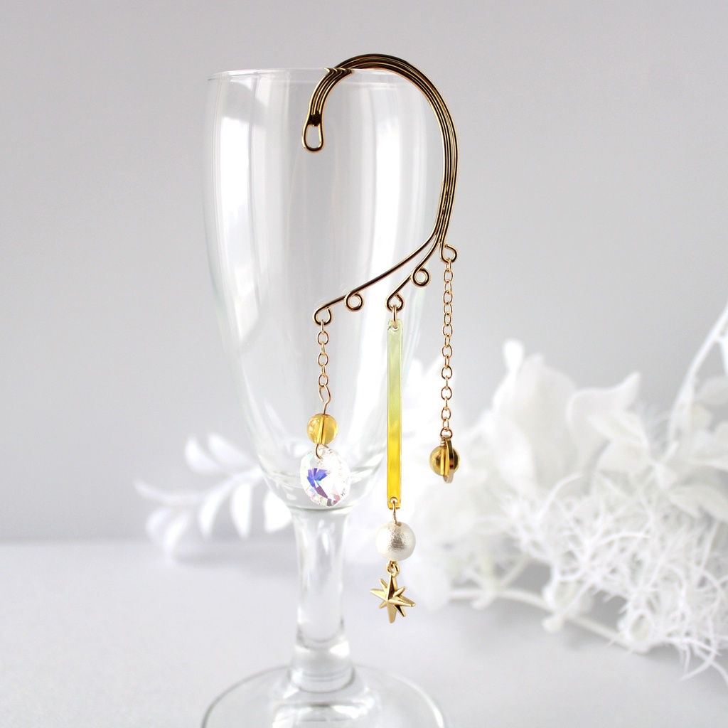 痛くない、落ちない♪ 天光のイヤーフック:金or銀 各2色(高品質クリスタル使用)