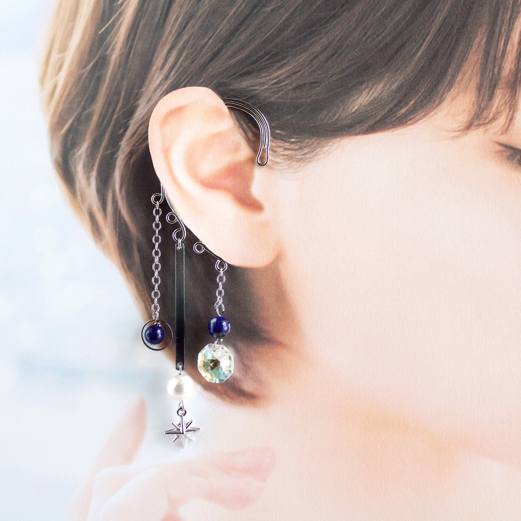 痛くない、落ちない♪ 天光のイヤーフック:金or銀 各2色(高品質クリスタル使用)