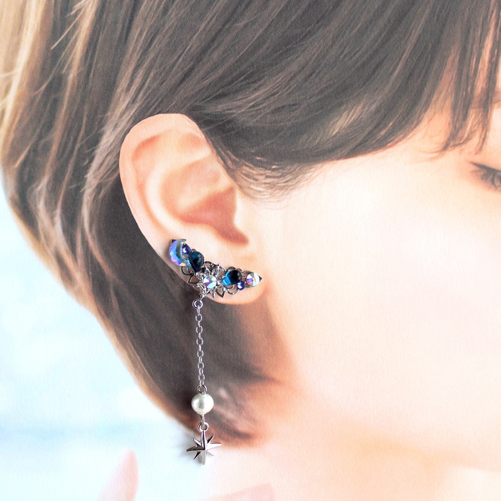 痛くない&重ね付けOK★天光のイヤーカフ (全2色)ゴールド&シルバー☆高品質クリスタル使用