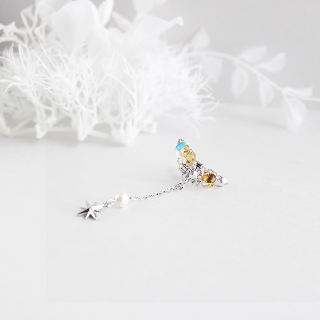 痛くない&重ね付けOK★天光のイヤーカフ (全2色)ゴールド&シルバー☆高品質クリスタル使用