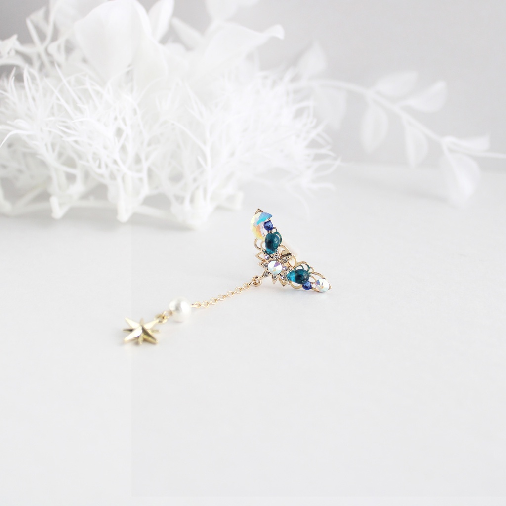 痛くない&重ね付けOK★天光のイヤーカフ (全2色)ゴールド&シルバー☆高品質クリスタル使用