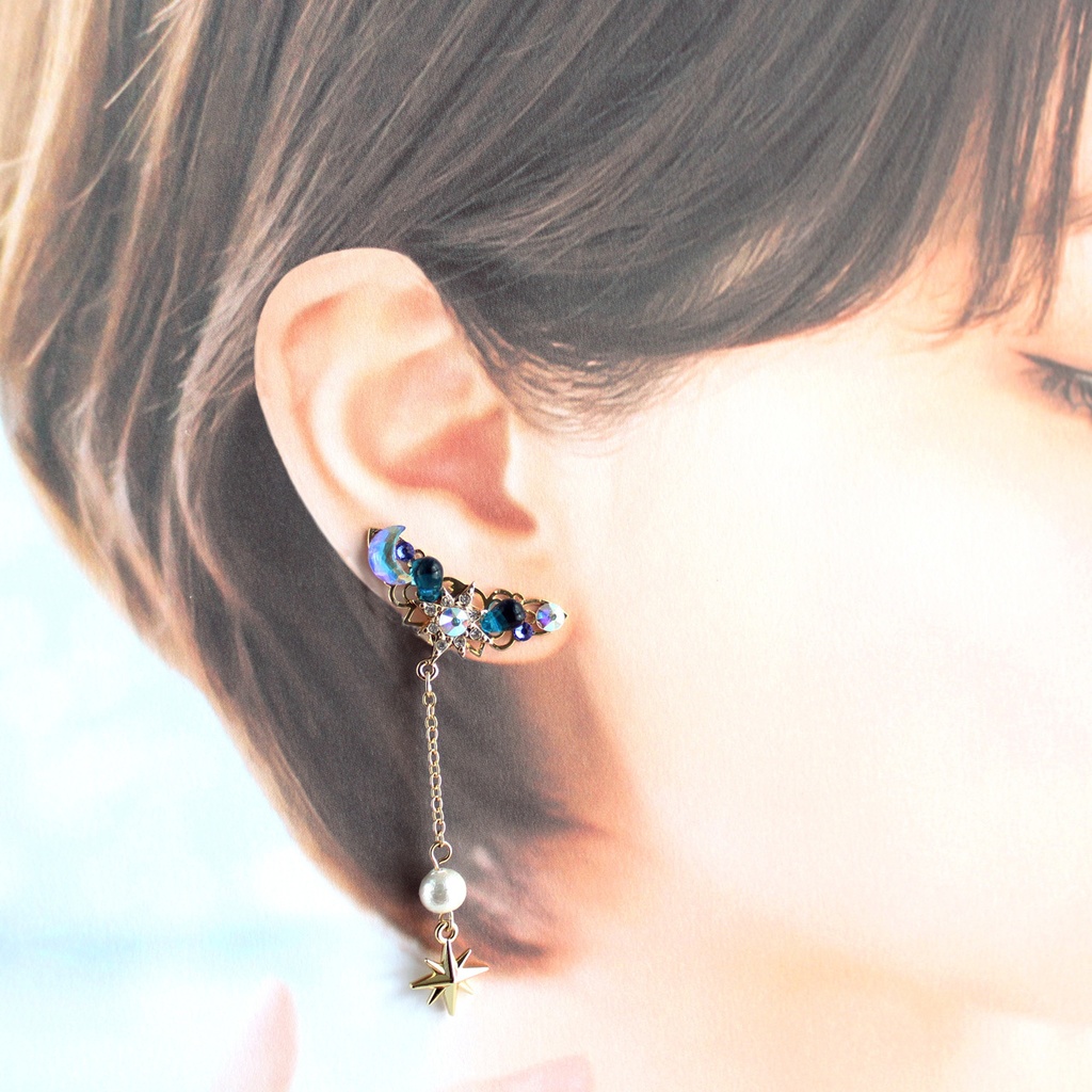 痛くない&重ね付けOK★天光のイヤーカフ (全2色)ゴールド&シルバー☆高品質クリスタル使用