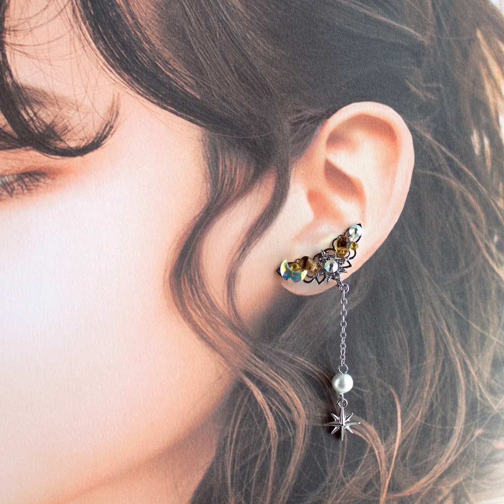 痛くない&重ね付けOK★天光のイヤーカフ (全2色)ゴールド&シルバー☆高品質クリスタル使用