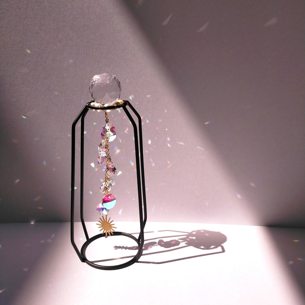 そよ風で揺れて輝く♪置き型スタンド付☆太陽のリフレクトサンキャッチャー [受注制作] 