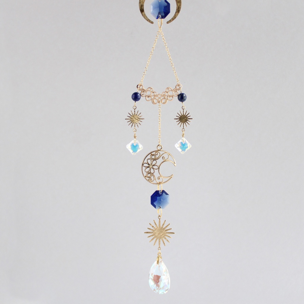 残1点✴︎3連で輝く〜惑星のサンキャッチャー Ver.2 ⭐︎9月誕生石ラピスラズリ【スワロフスキー・クリスタル使用】