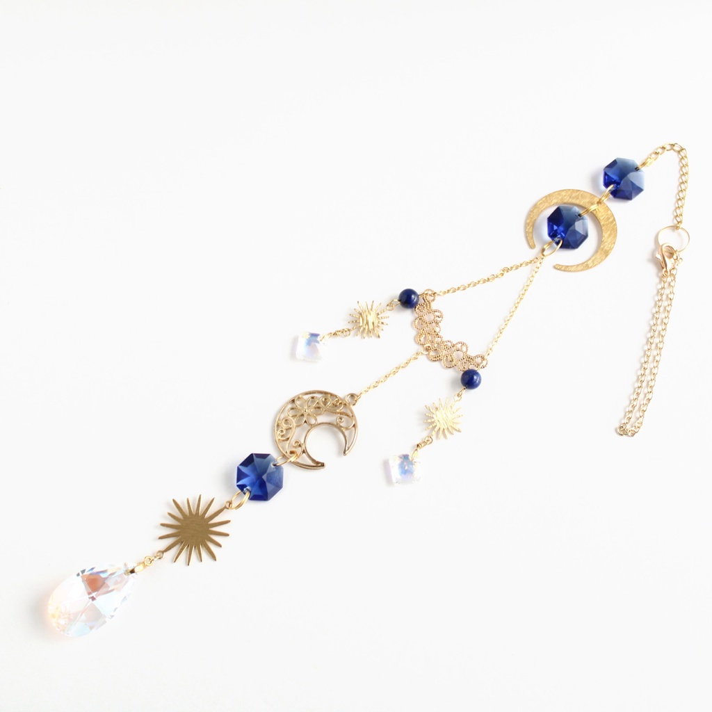 残1点✴︎3連で輝く〜惑星のサンキャッチャー Ver.2 ⭐︎9月誕生石ラピスラズリ【スワロフスキー・クリスタル使用】