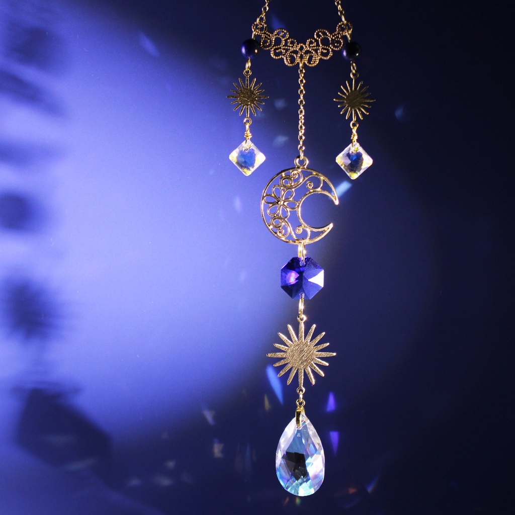 残1点✴︎3連で輝く〜惑星のサンキャッチャー Ver.2 ⭐︎9月誕生石ラピスラズリ【スワロフスキー・クリスタル使用】