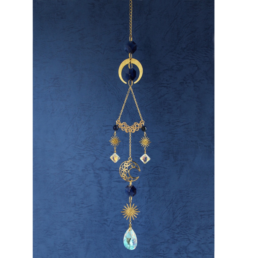 残1点✴︎3連で輝く〜惑星のサンキャッチャー Ver.2 ⭐︎9月誕生石ラピスラズリ【スワロフスキー・クリスタル使用】